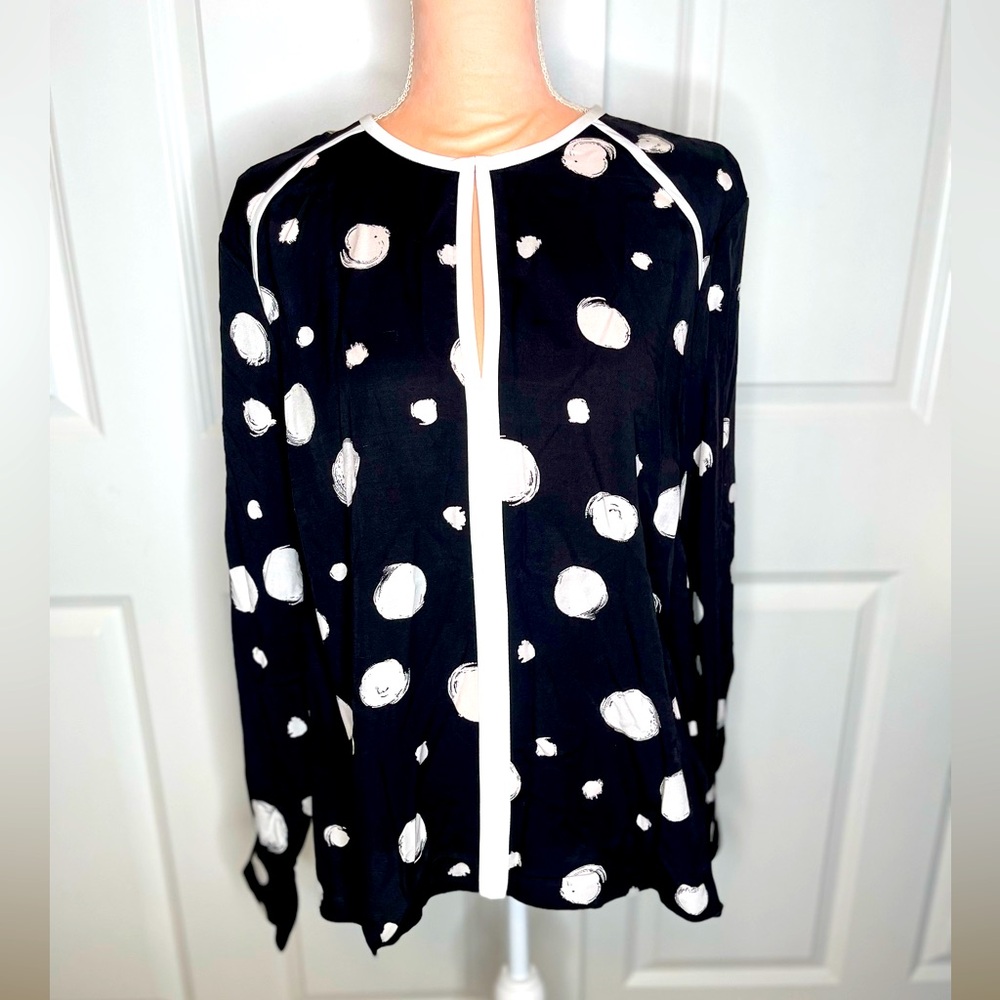 TED BAKER LONDON Black & White Top Dulani Size 16 (Ted Baker SZ 6) NWT B12
